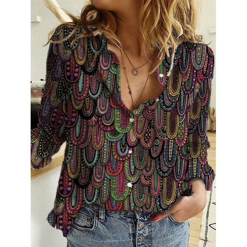 Ethnic Geometric Art Graphic Blouse