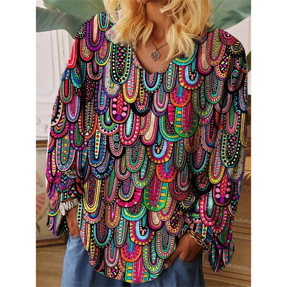 Ethnic Geometric Art Oversize T Shirt