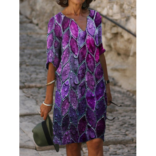 Fresh Leaves Inspired Geometric Art Midi Dress