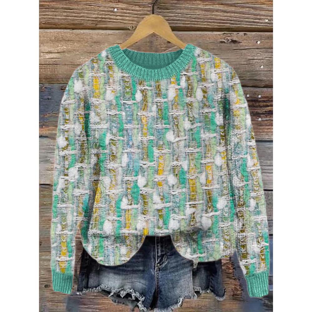 Fresh Mint Tweed Vintage Cozy Knit Sweater