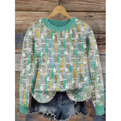 Fresh Mint Tweed Vintage Cozy Knit Sweater