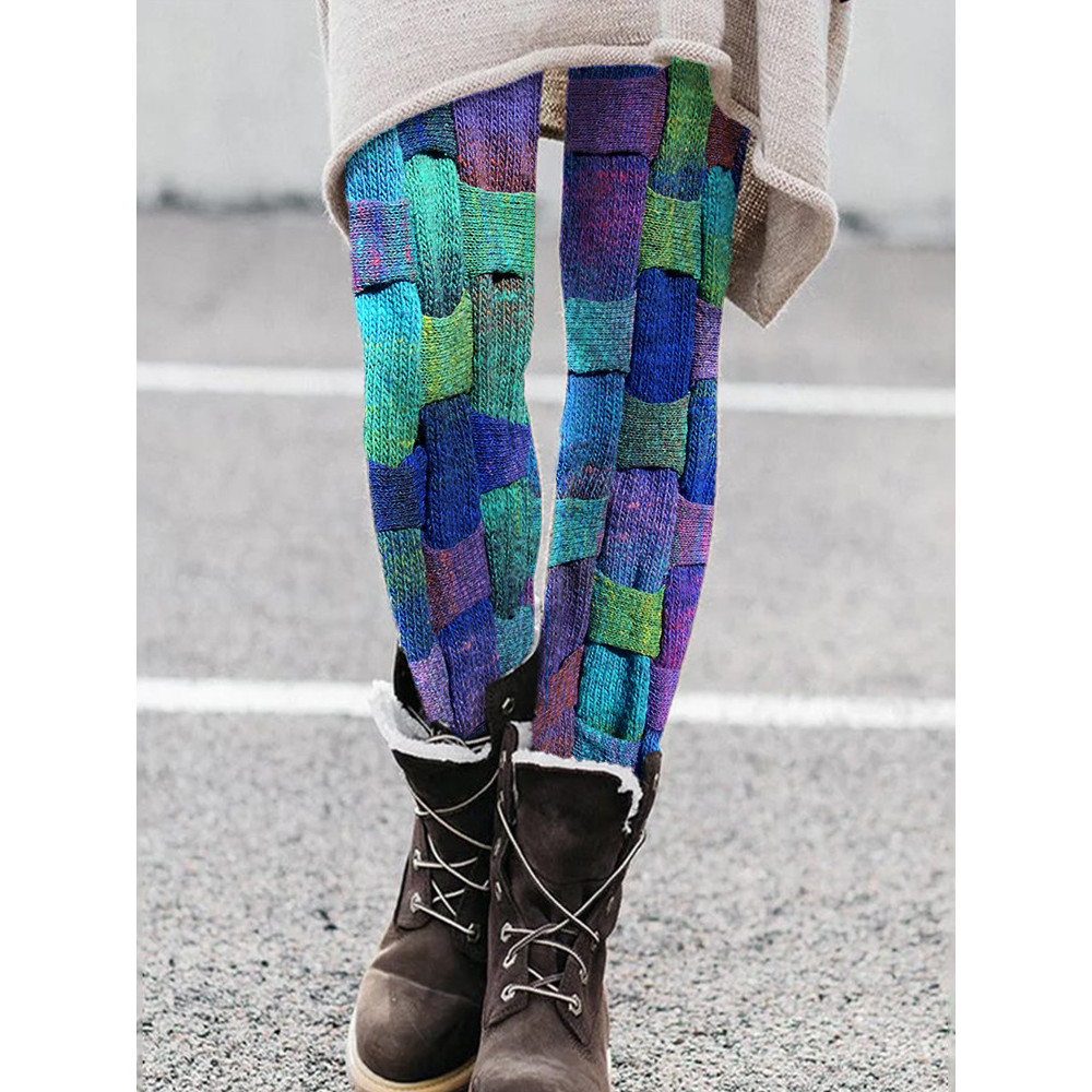 Geometric Art Painting Patchwork Leggings