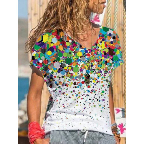 Geometric Hexagon Art Series Printed Casual Tee