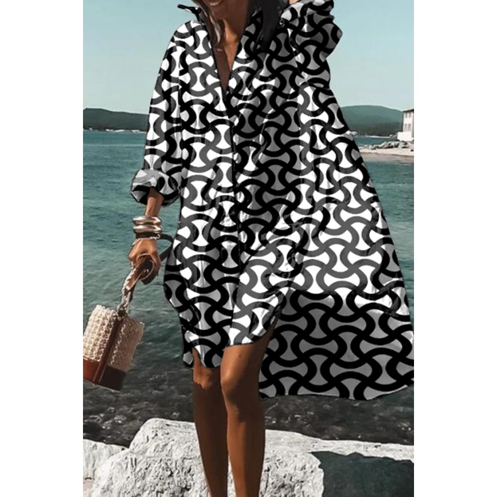Geometric Print Midi Dress