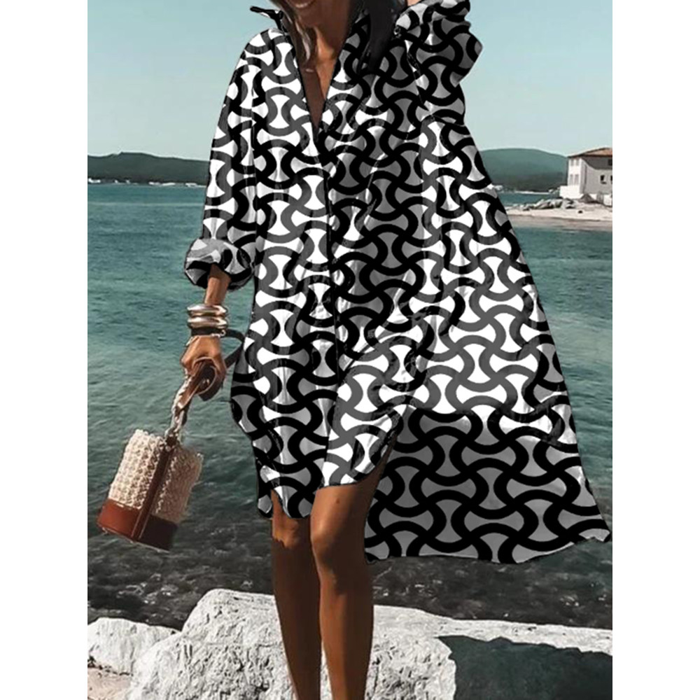 Geometric Print Midi Dress