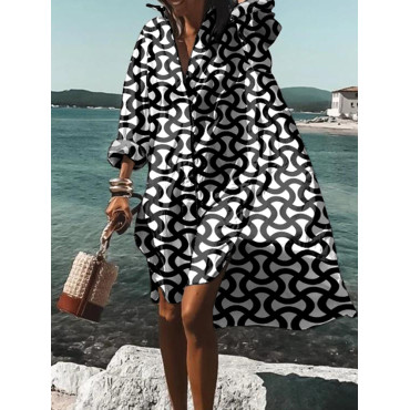 Geometric Print Midi Dress