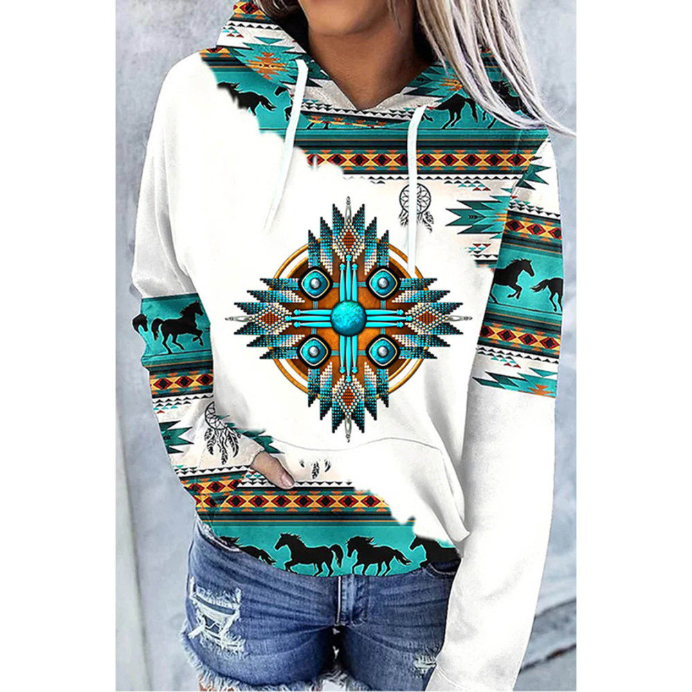 Geometric Tribal Print Long Sleeve Sweatshirt
