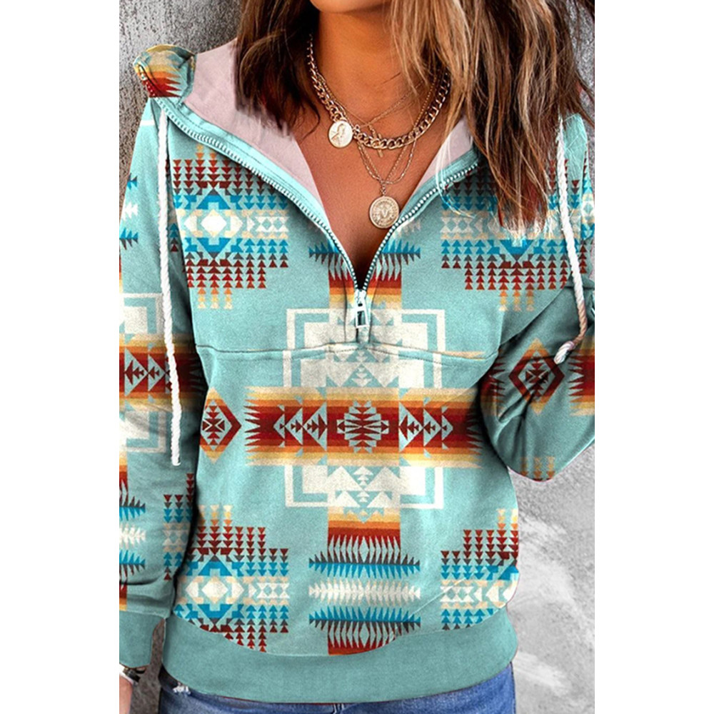 Geometric Tribal Printed Long Sleeve Sweatshirt