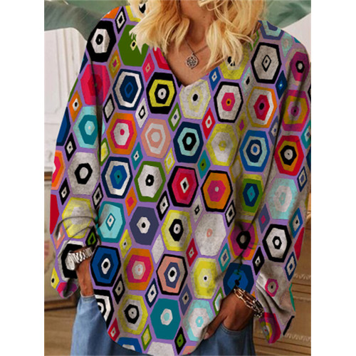 Hex Diamond Purple Art Oversize T Shirt