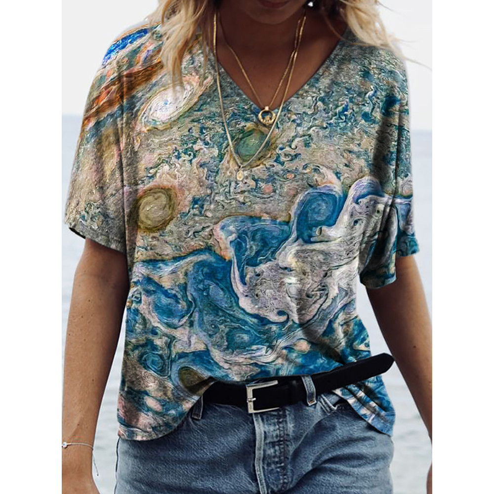 Jupiter Surface Inspired V Neck T Shirt