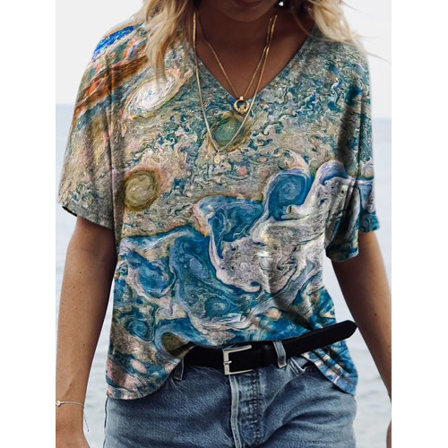 Jupiter Surface Inspired V Neck T Shirt