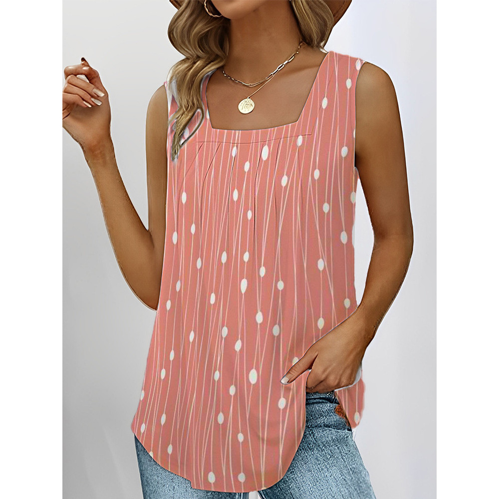 Line Polka Dot Art Print Sleeveless Tank Top