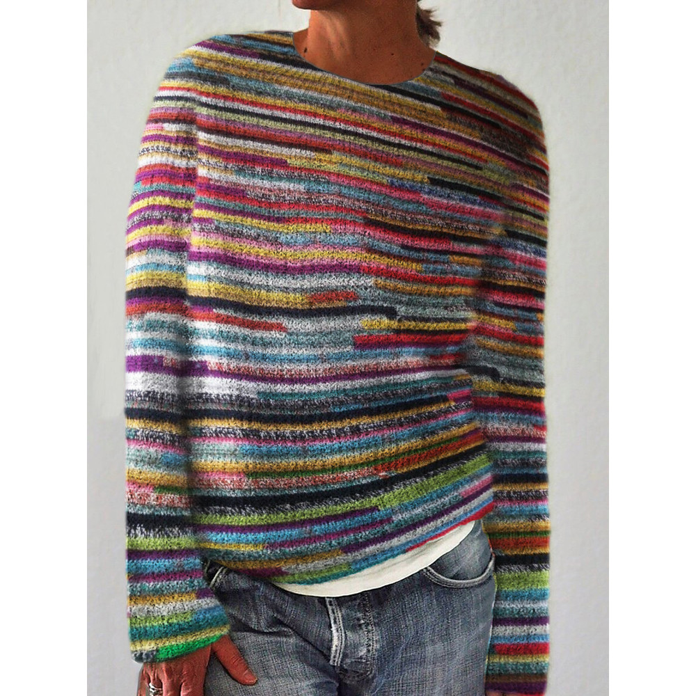Mexican Striped Inspired Knit Art Cozy Sweater