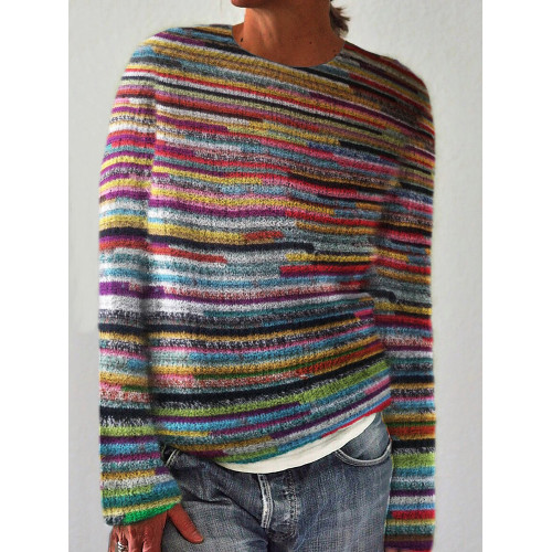 Mexican Striped Inspired Knit Art Cozy Sweater