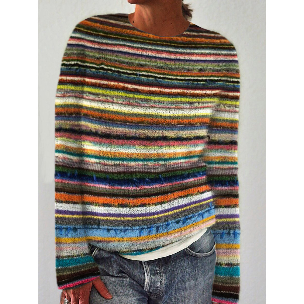 Mexican Striped Inspired Knit Art Cozy Sweater