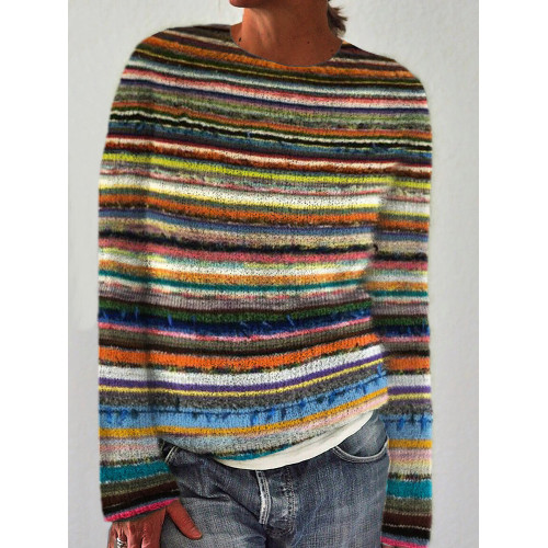 Mexican Striped Inspired Knit Art Cozy Sweater
