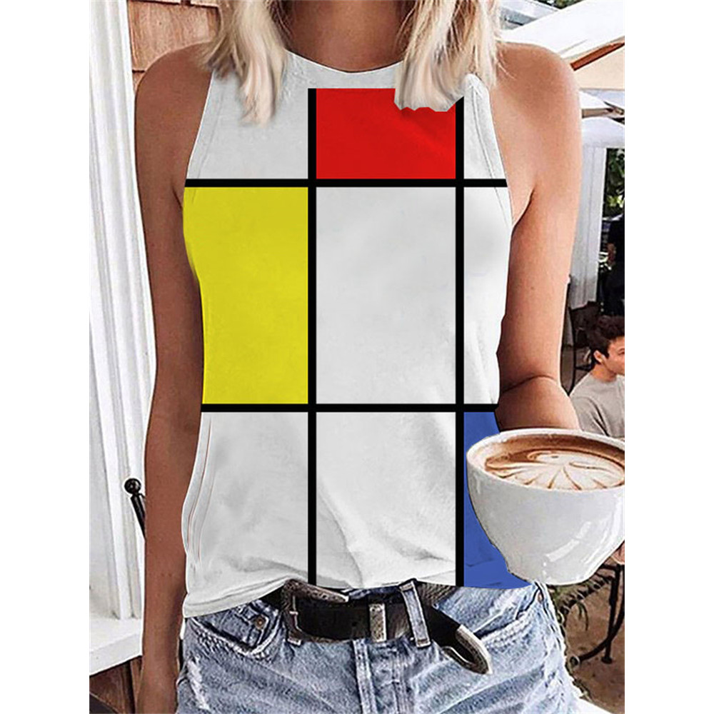 Mondrian Colorful Geometric Pattern Tank Top