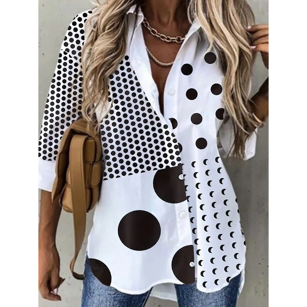 Polka Dot Print Casual Shirt