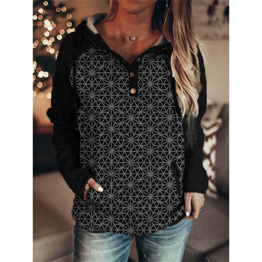 Sacred Geometry Patchwork Button Up Hoodie