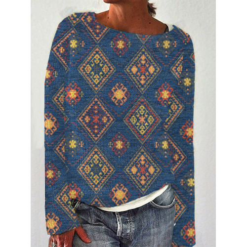 Traditional Ethnic Print Casual Sweater