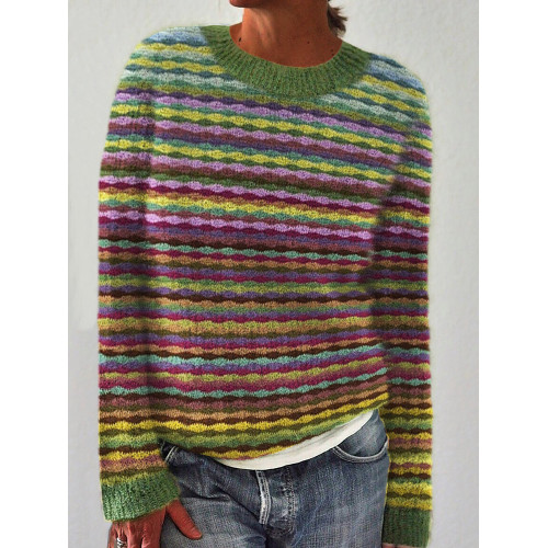 Vintage Colorful Wave Knit Cozy Sweater