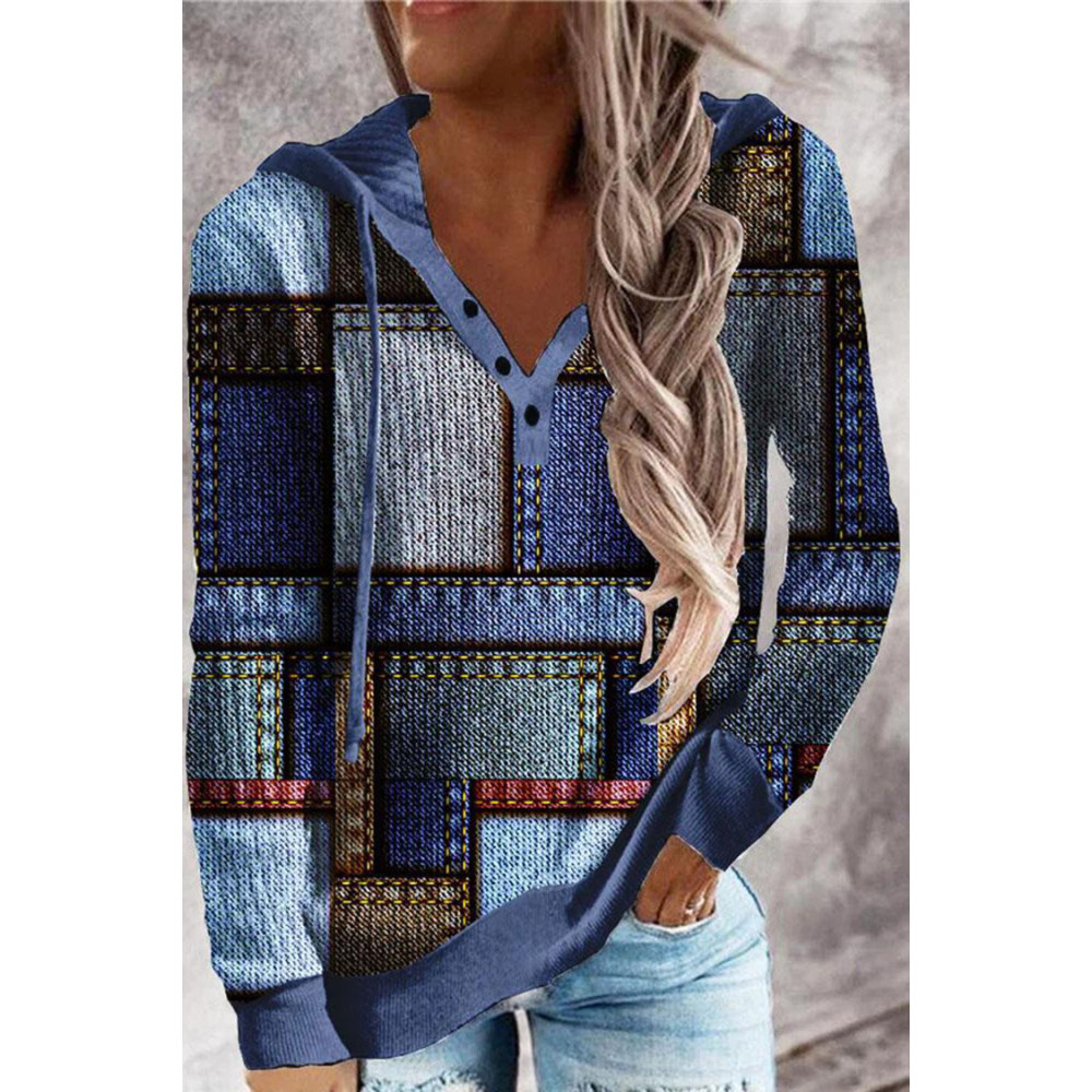 Vintage Geometric Long Sleeve Hoodie