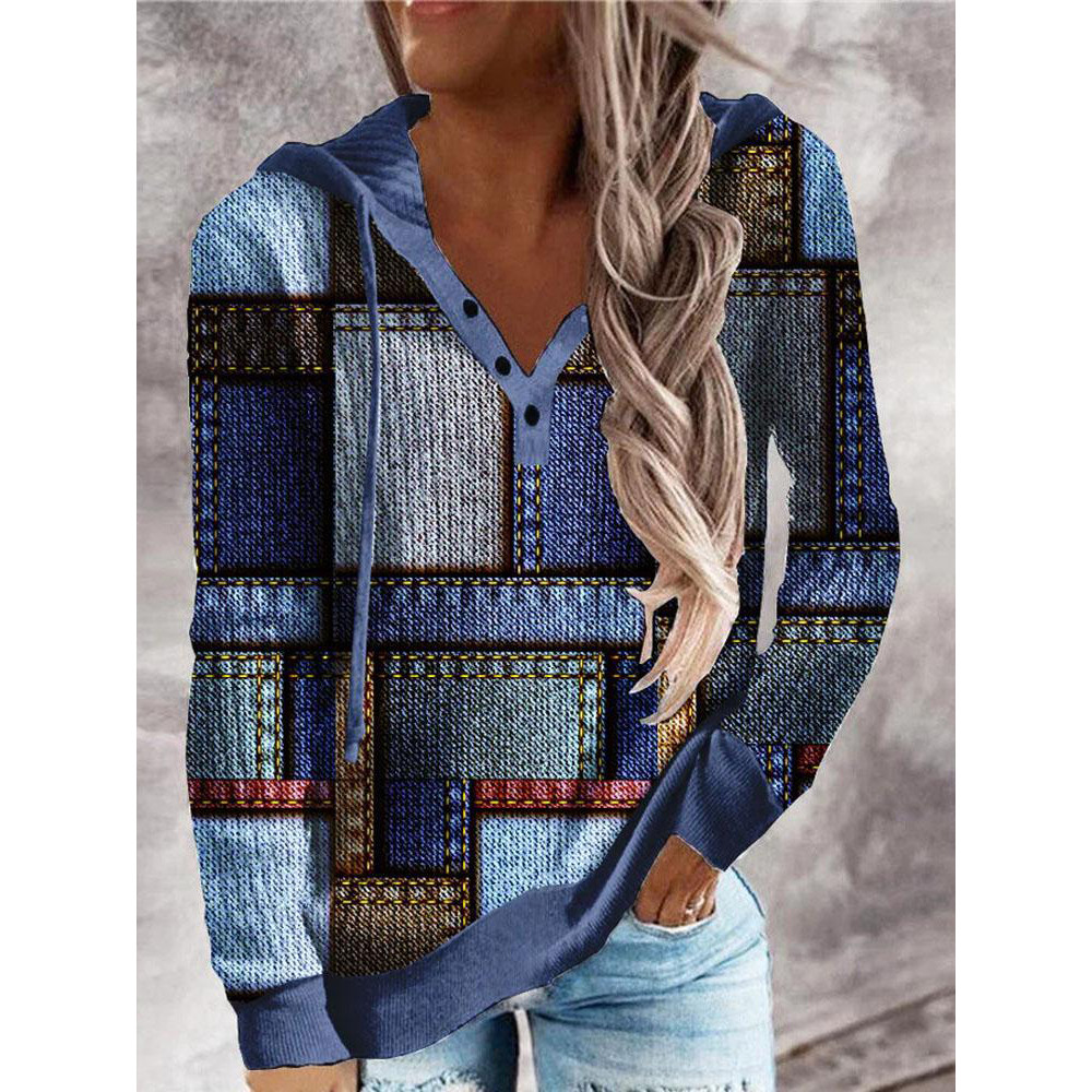 Vintage Geometric Long Sleeve Hoodie