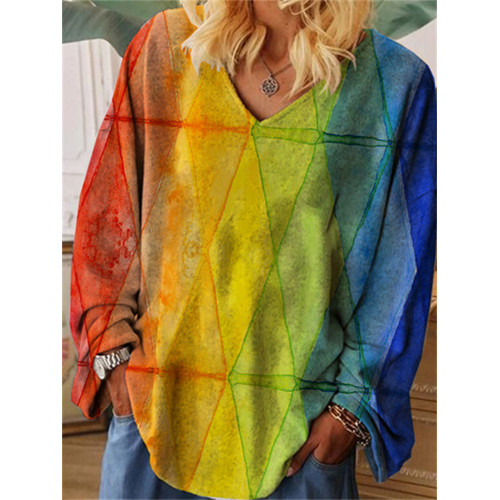 Watercolor Geometric Shapes Triangles Oversize T Shirt