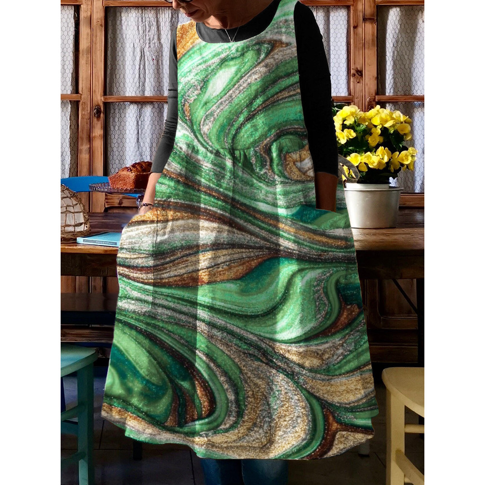 Waves Glitter Art Pleated Pinafore Midi Dress