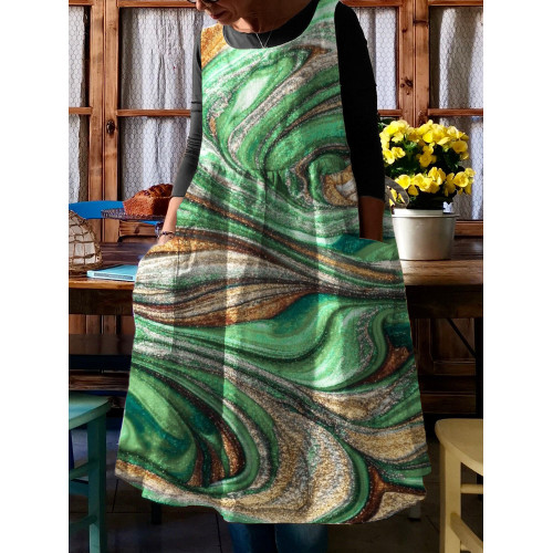 Waves Glitter Art Pleated Pinafore Midi Dress