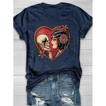Beauty And The Dead Skull Floral Short Sleeve T-shirt