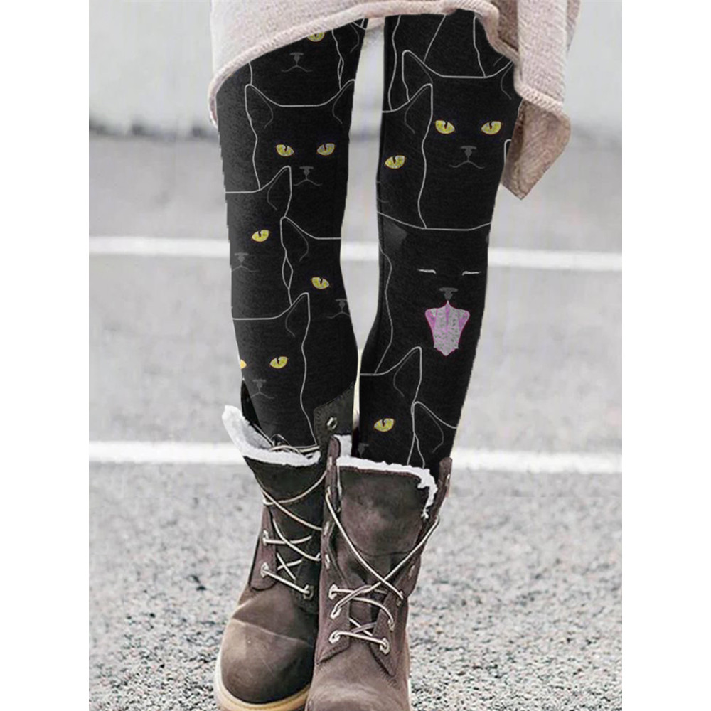 Casual Cat Print Leggings