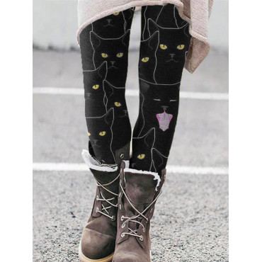 Casual Cat Print Leggings