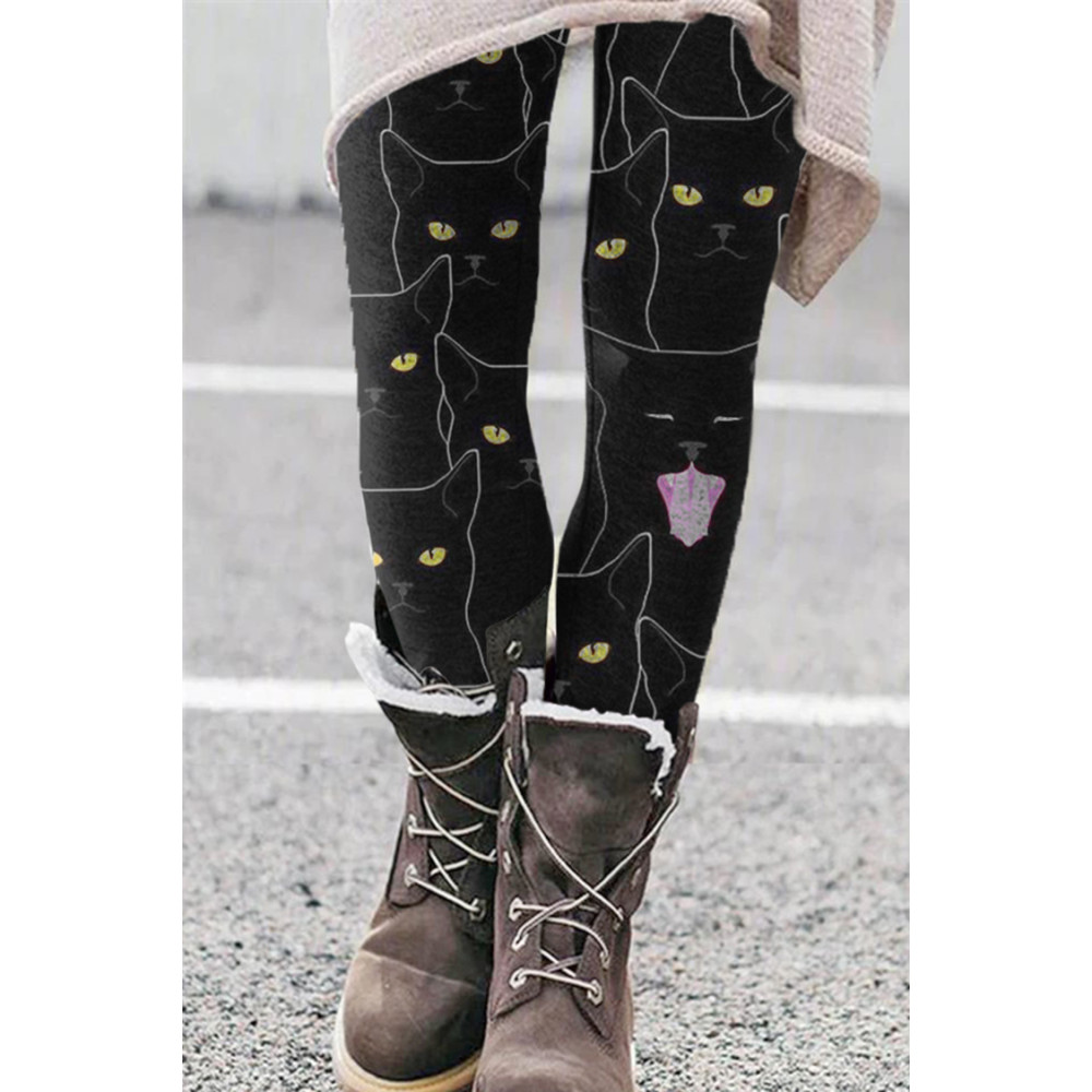Casual Cat Print Leggings