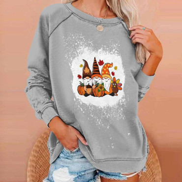 Casual Halloween Print Long Sleeve Sweatshirt