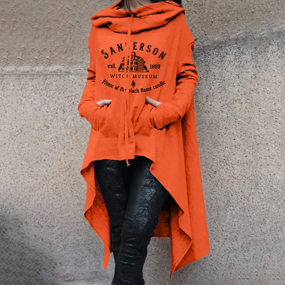 Casual Haunted House Print Irregular Hoodie
