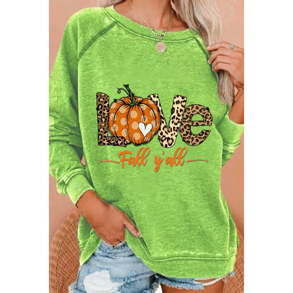 Casual Pumpkin Print Long Sleeve Sweatshirt