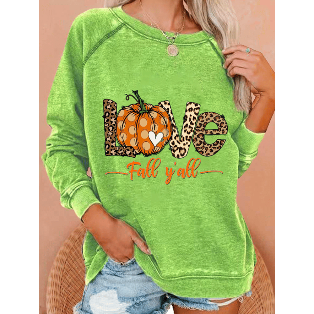 Casual Pumpkin Print Long Sleeve Sweatshirt