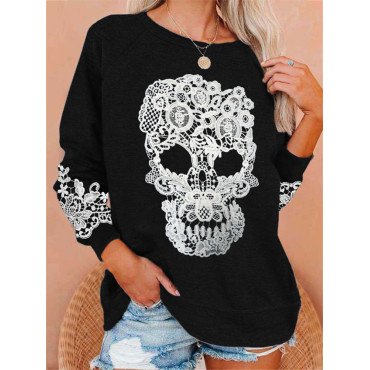 Classy Skull Floral Lace Art Cozy Sweatshirt