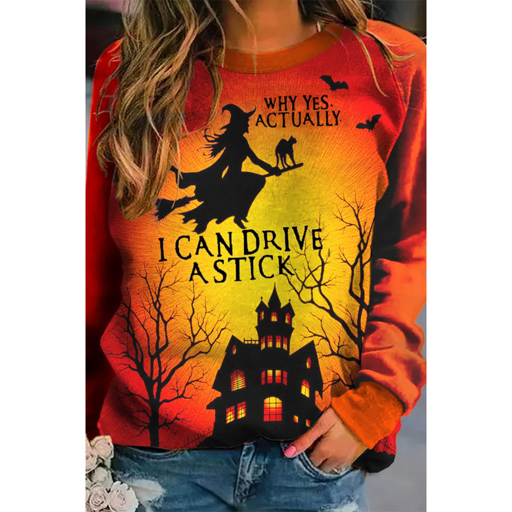 Crew Neck Halloween Witch T-Shirt