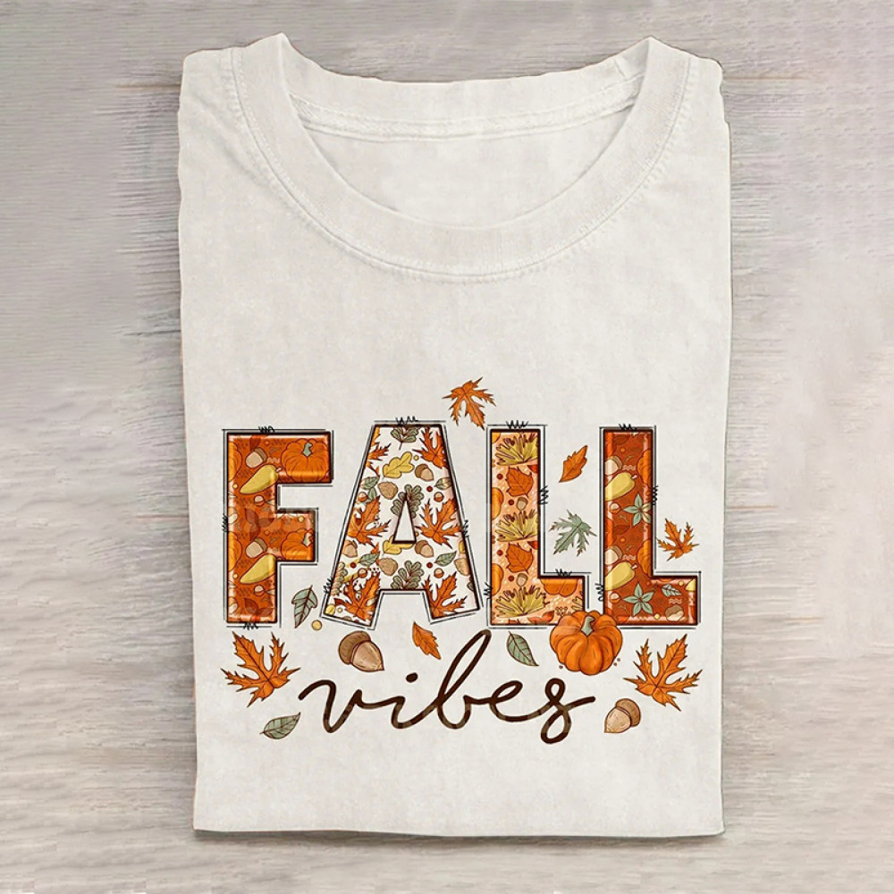 Fall Creative Design Print Casual T-Shirt