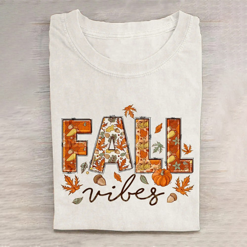 Fall Creative Design Print Casual T-Shirt