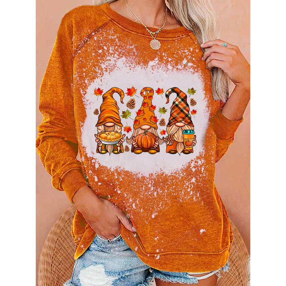 Fall Gnomes Tie Dye Long Sleeve Sweatshirt