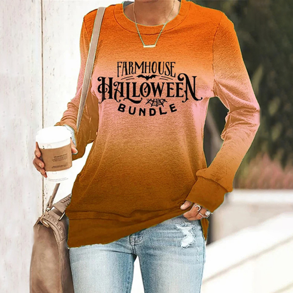 Farmhouse Halloween Bundle Tie Dye Gradient Print Sweatshirt