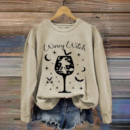 Funny Halloween Winey Witch Casual Sweatshirt