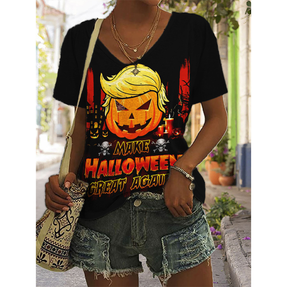 Funny Make Halloween Great Again V Neck T Shirt