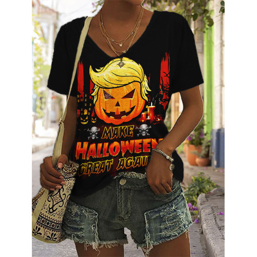 Funny Make Halloween Great Again V Neck T Shirt