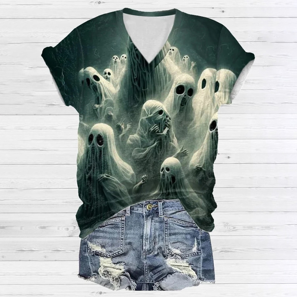 Ghost Art Casual Print Short Sleeve T-Shirt