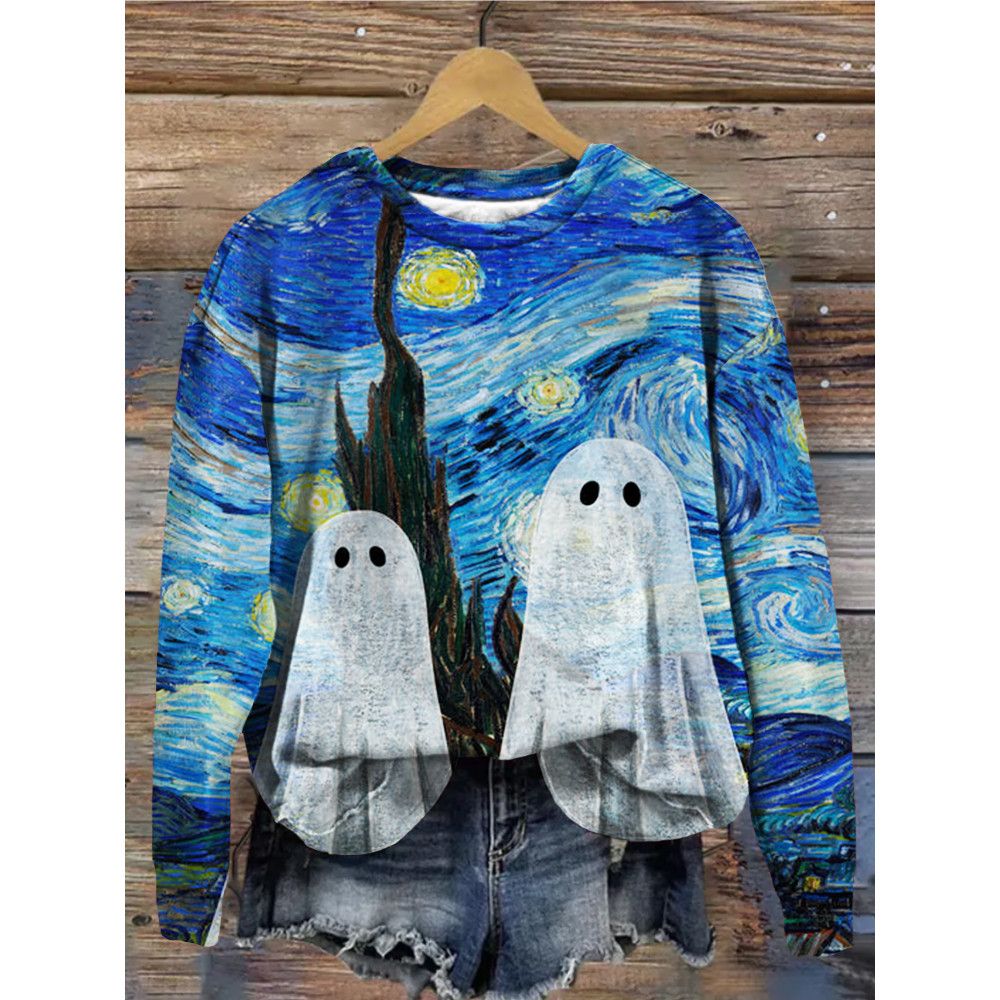 Ghost Famous Painting Art Crew Neck Sweatshirt