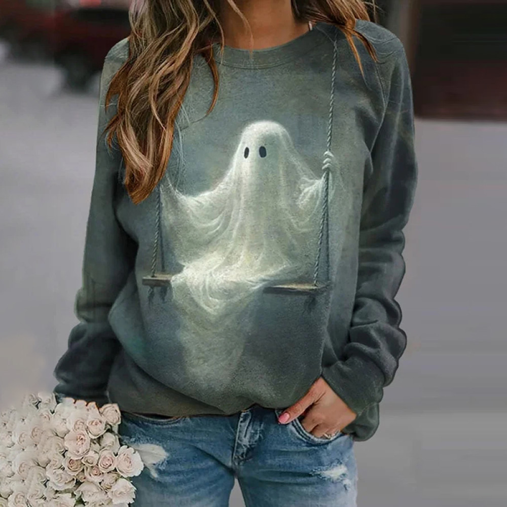 Ghost Ladies Print Long Sleeved Sweatshirt